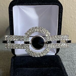 Elegant Silver and Black Women's Brooch